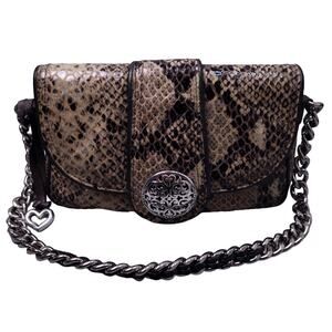 Brighton Nanette Snake Leather Purse Handbag Shoulder Bag w/ Heart Charm